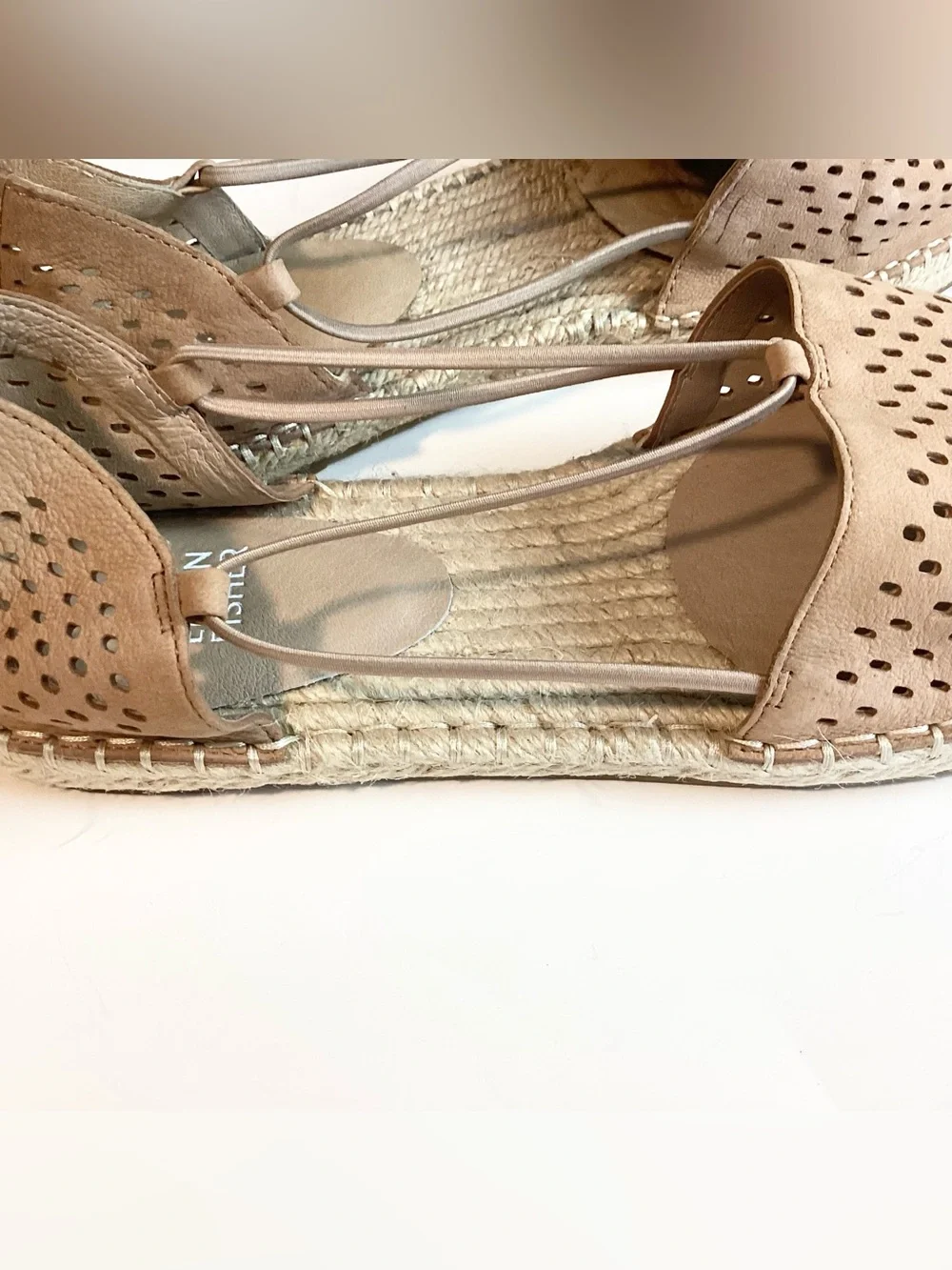 Eileen Fisher Perforated Leather Lee 2 Espadrilles - Tan - 9